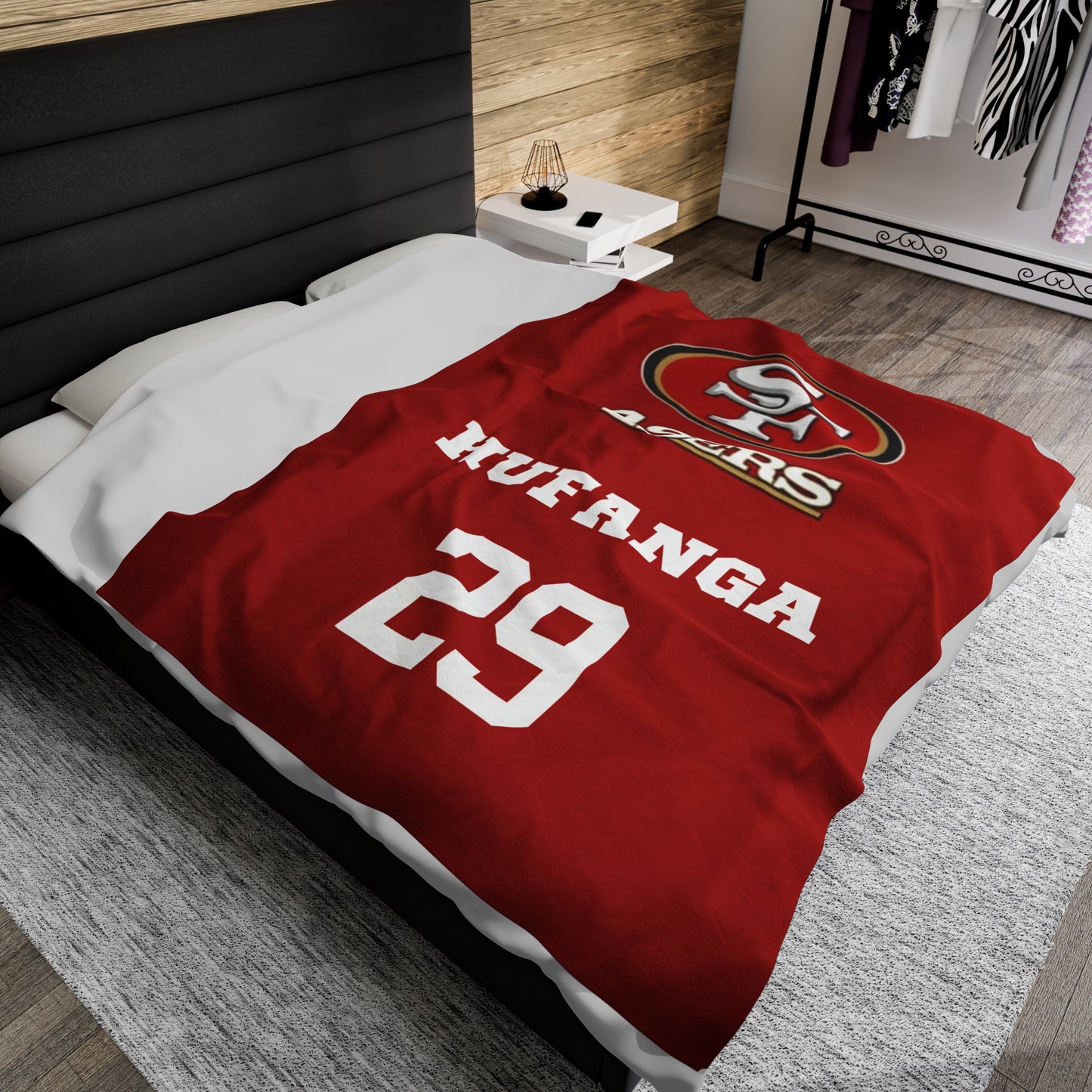 Special Custom Item: SF 49ERS HUFANGA #29 | Velveteen Plush Blanket