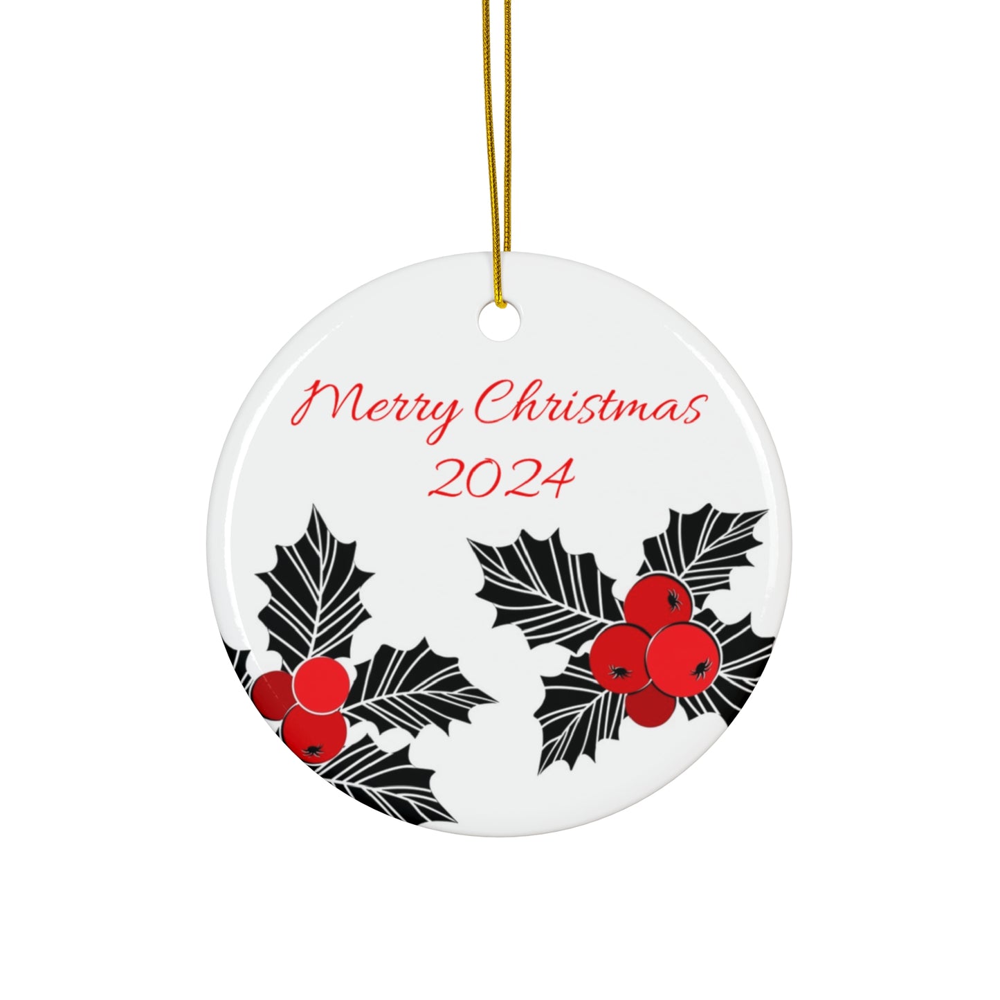 Christmas 2024 Holly Ceramic Ornament