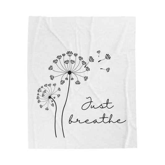 Dandelion Just Breathe Velveteen Plush Blanket