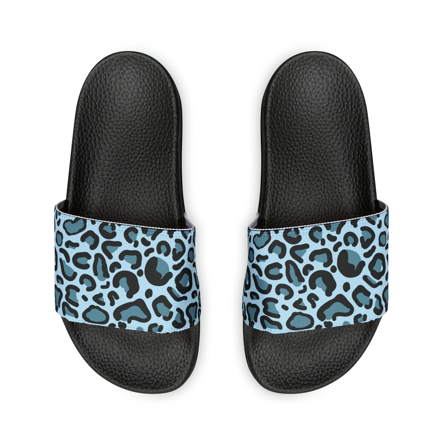 Women's Blue Leopard Print PU Slide Sandals