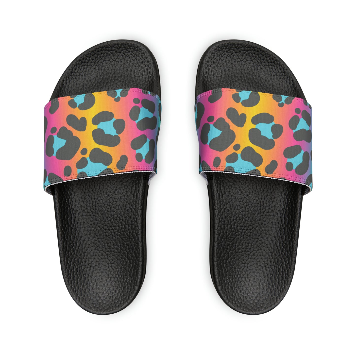 Women's Rainbow Leopard Print PU Slide Sandals