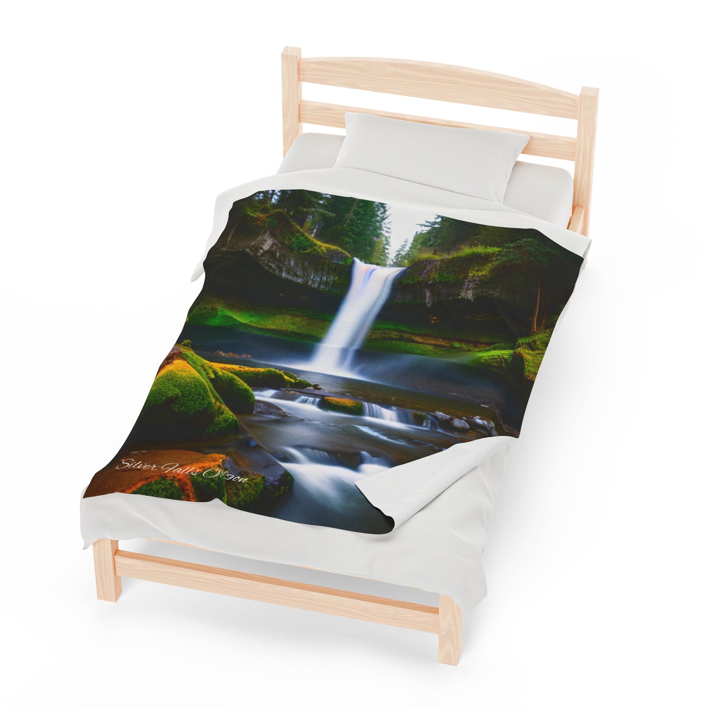 Silver Falls Oregon Velveteen Plush Blanket