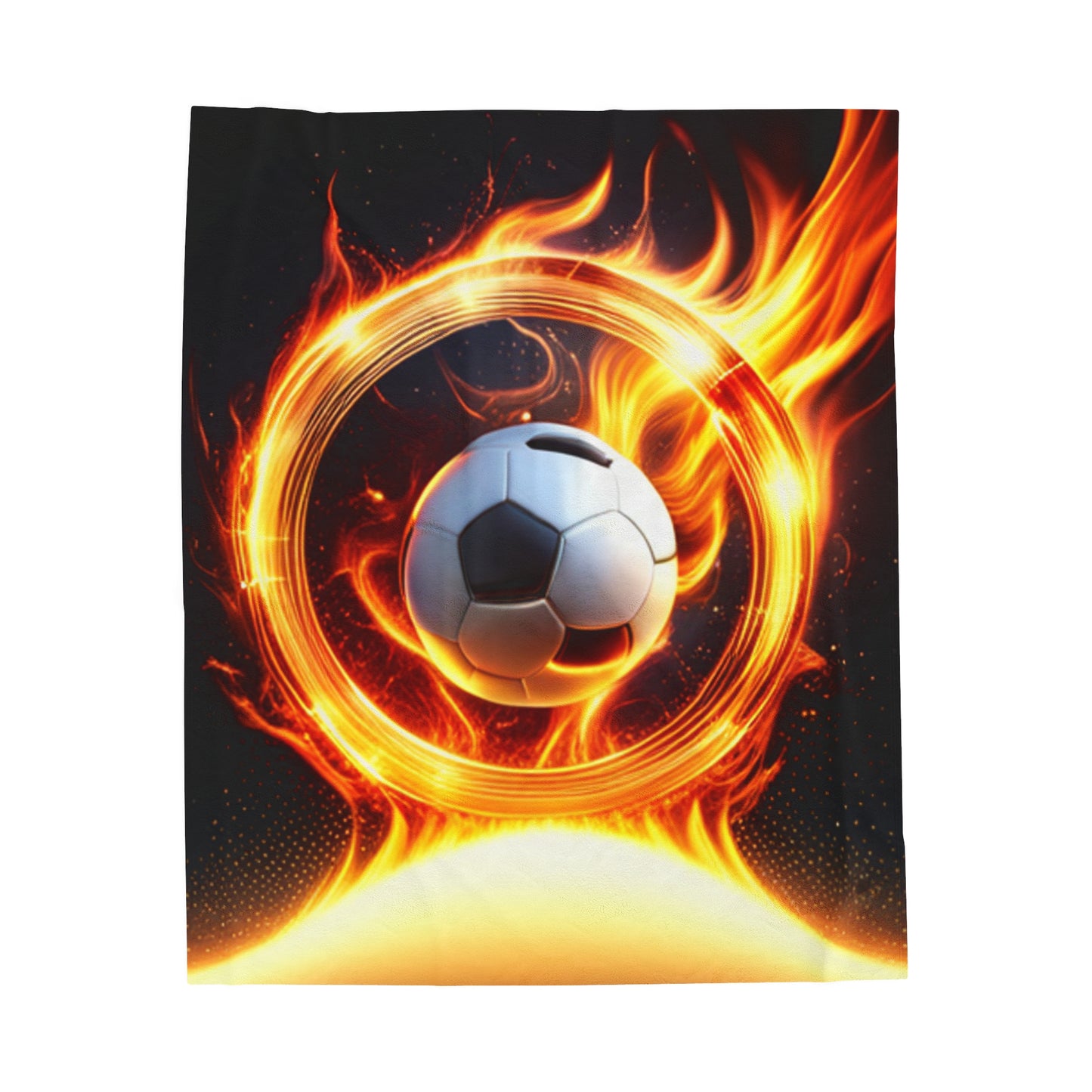 Soccer ball on Fire Velveteen Plush Blanket