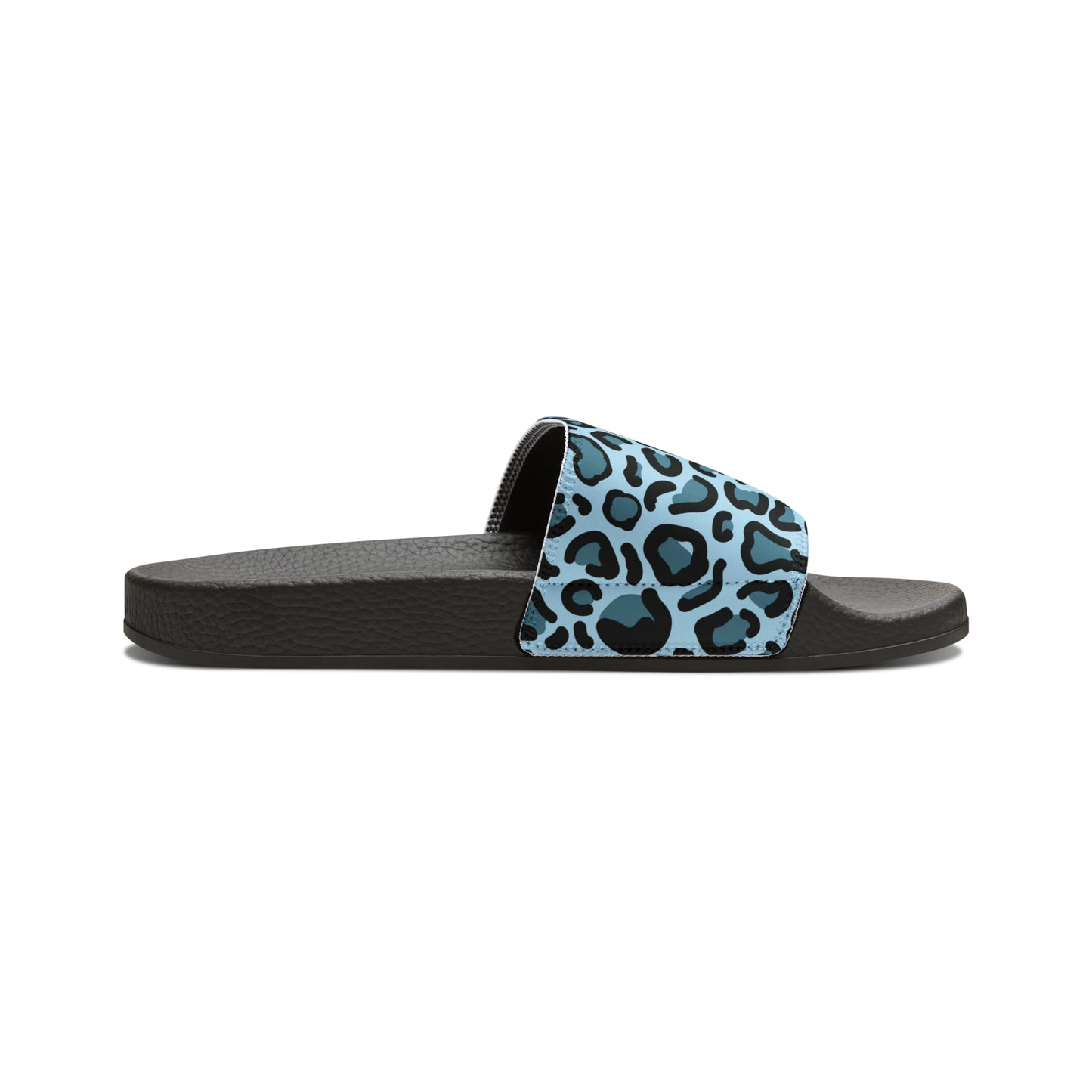 Women's Blue Leopard Print PU Slide Sandals