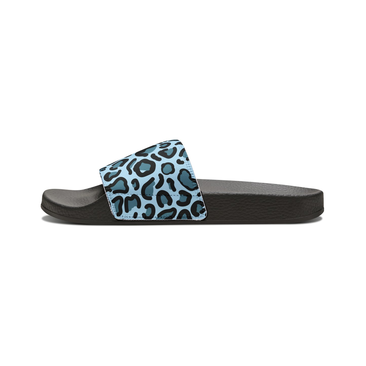 Women's Blue Leopard Print PU Slide Sandals