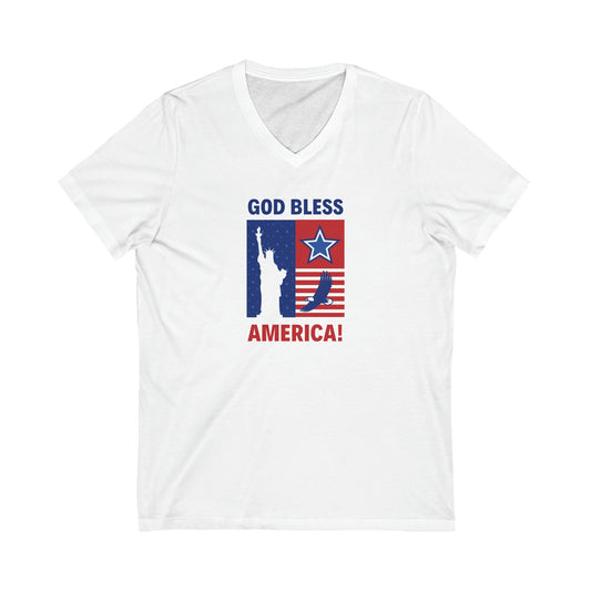 God Bless America | Unisex Jersey Short Sleeve V-Neck Tee