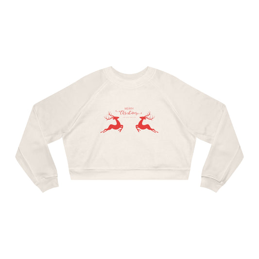 Women's Jumping Reindeer Cropped Fleece Pullover