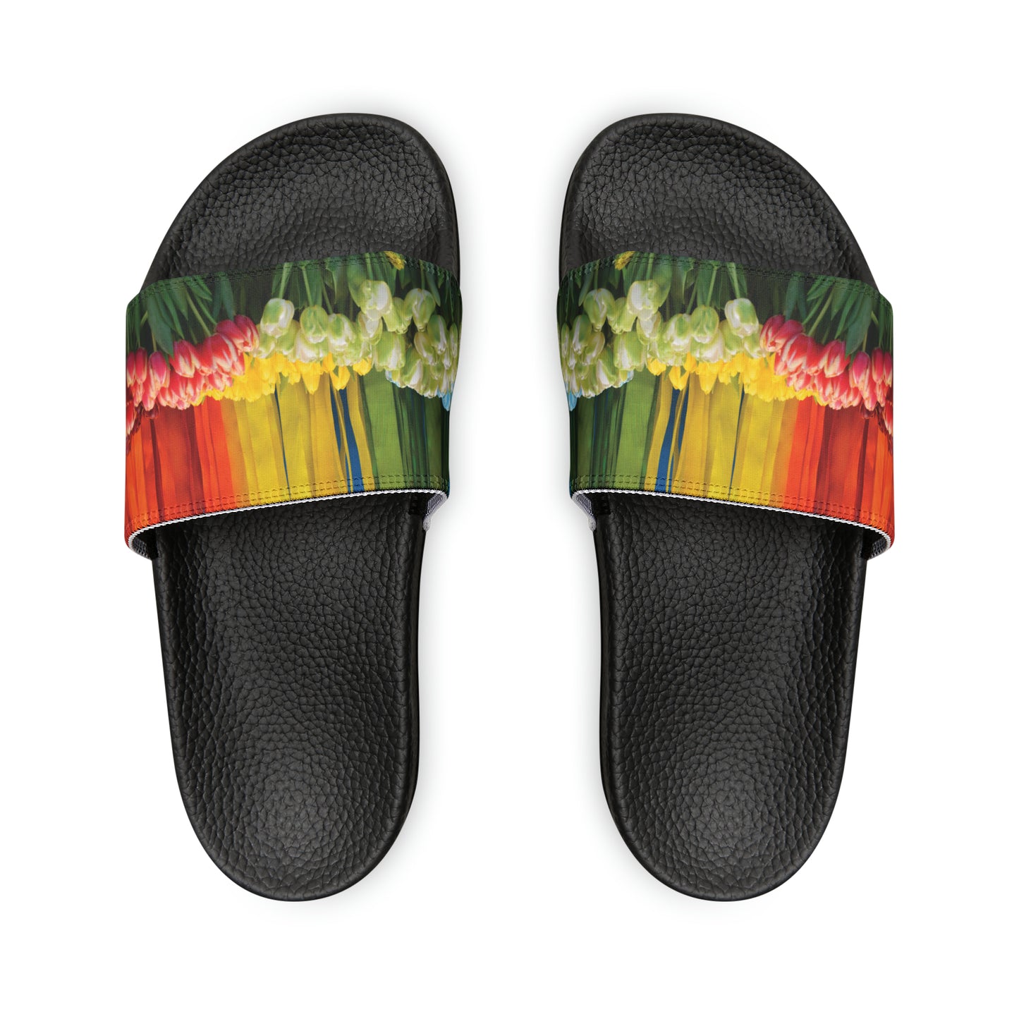 Women's Rainbow Flower PU Slide Sandals