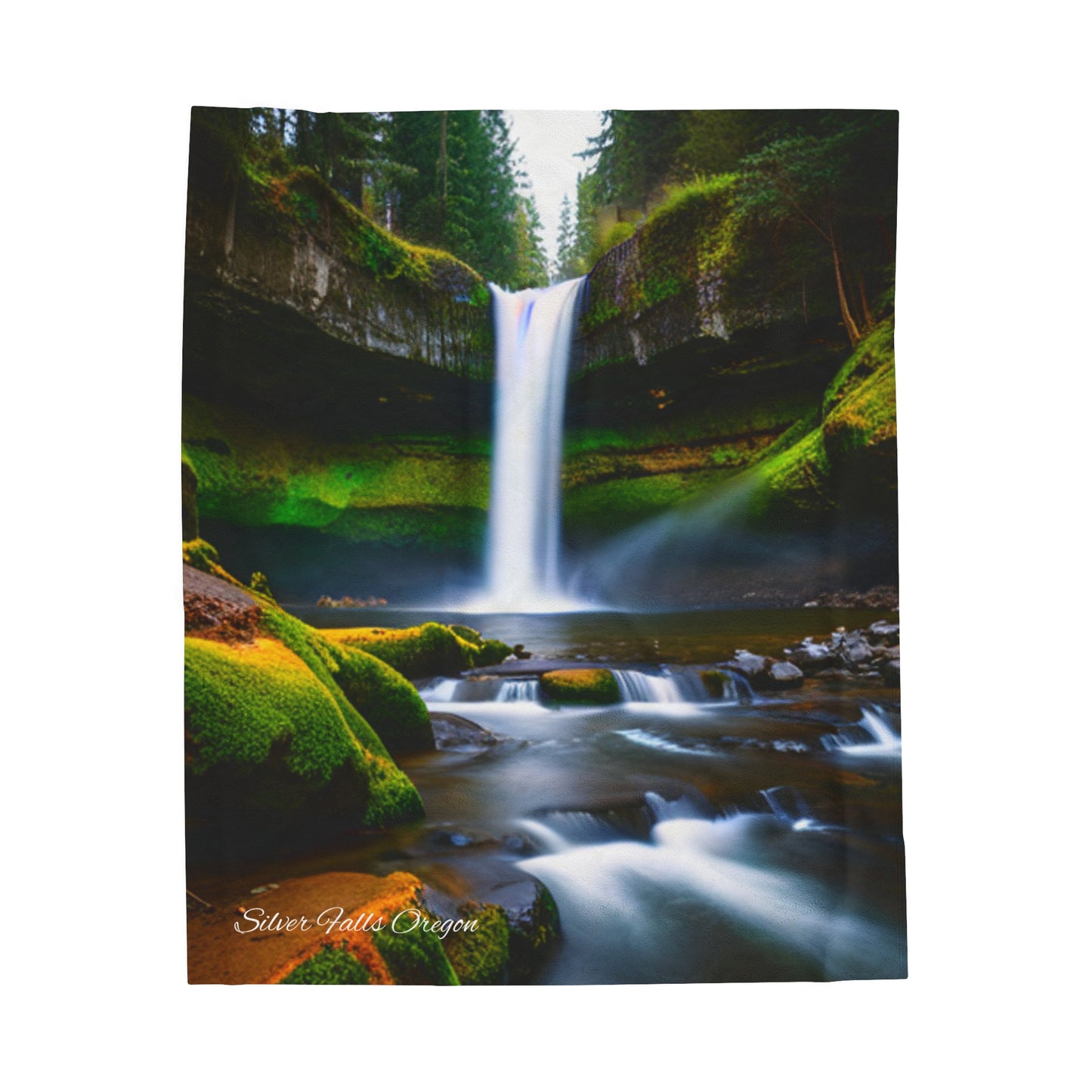 Silver Falls Oregon Velveteen Plush Blanket