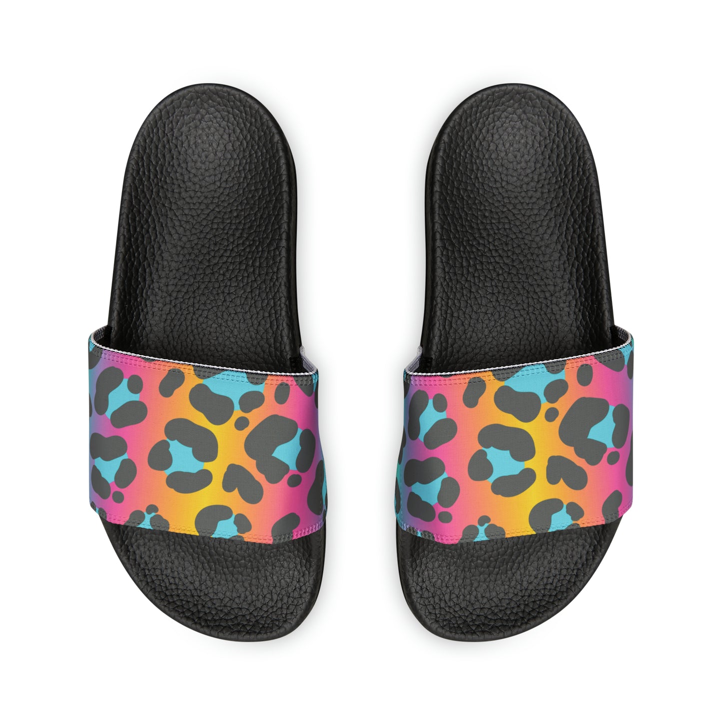 Women's Rainbow Leopard Print PU Slide Sandals