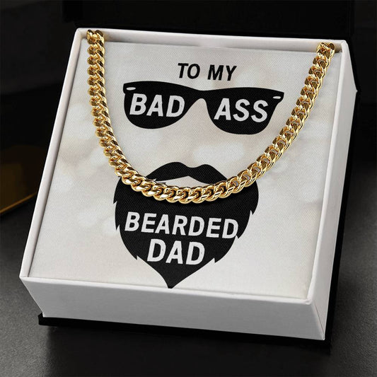 Bad Ass Beared Dad | Men's Cuban Link Chain Necklace