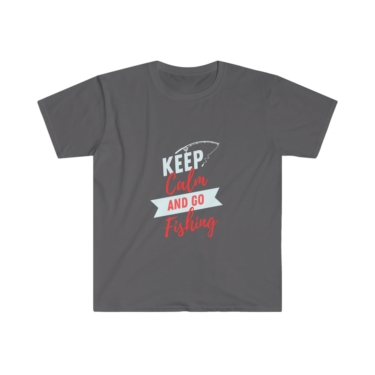 Keep Calm & Go Fishing Red Softstyle T-Shirt