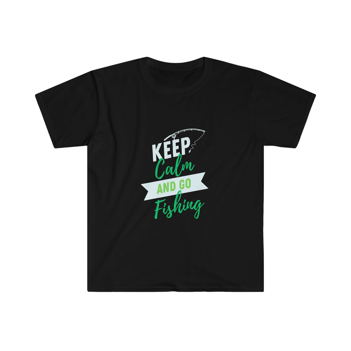 Keep Calm & Go Fishing Green Softstyle T-Shirt