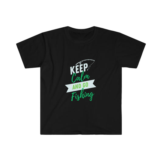 Keep Calm & Go Fishing Green Softstyle T-Shirt