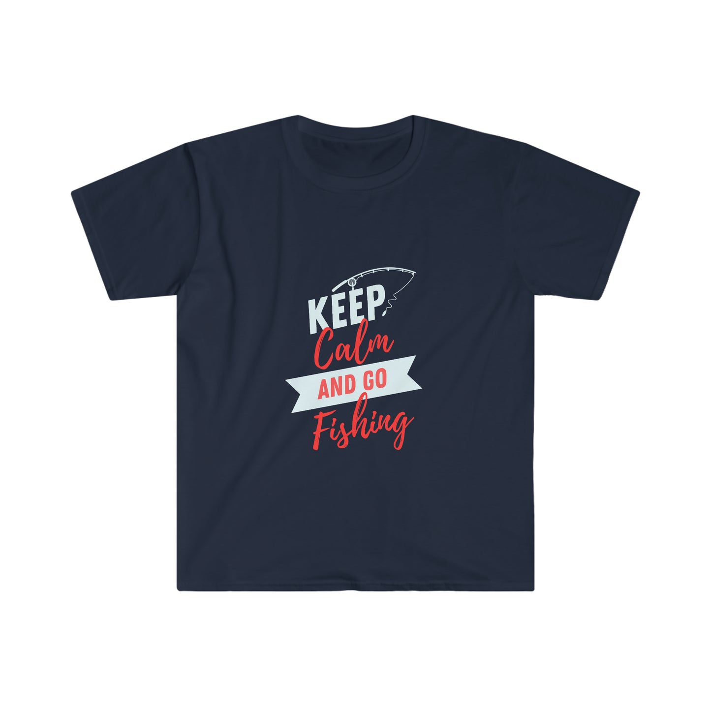 Keep Calm & Go Fishing Red Softstyle T-Shirt