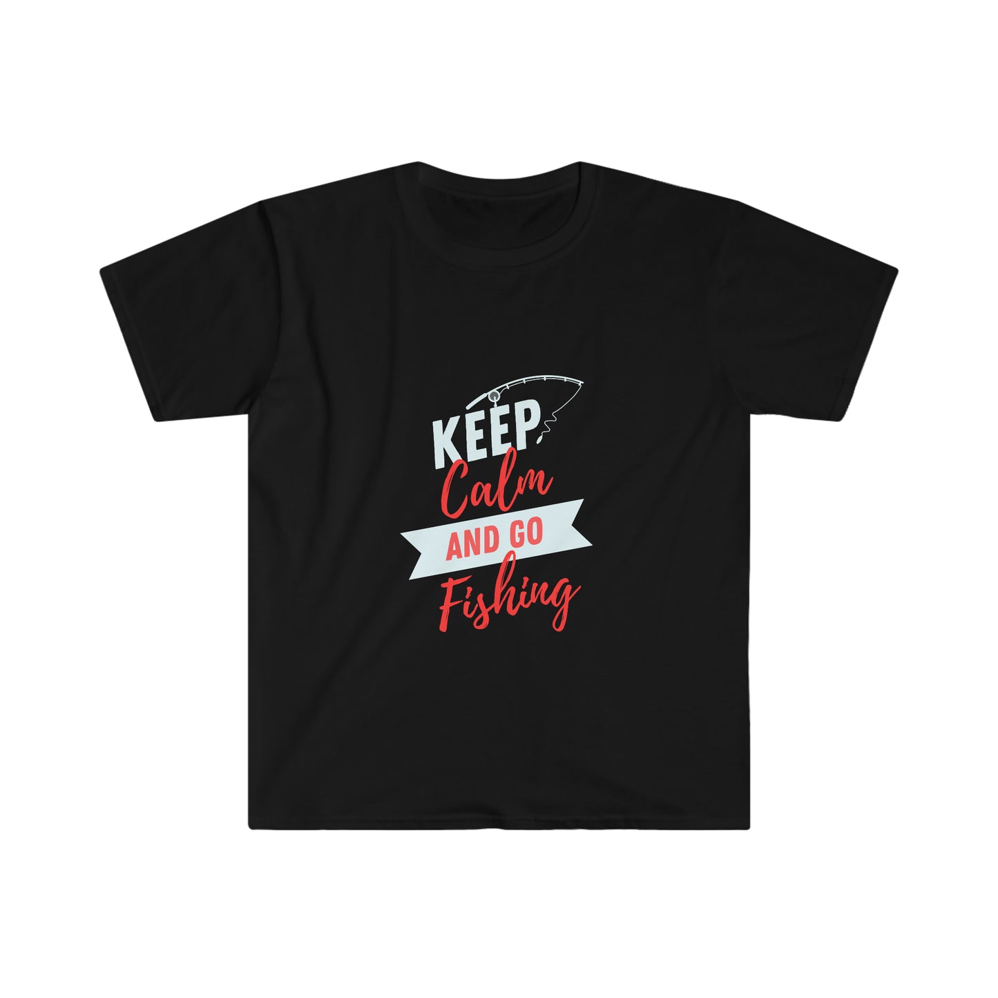 Keep Calm & Go Fishing Red Softstyle T-Shirt