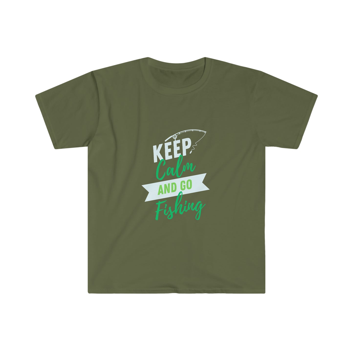 Keep Calm & Go Fishing Green Softstyle T-Shirt