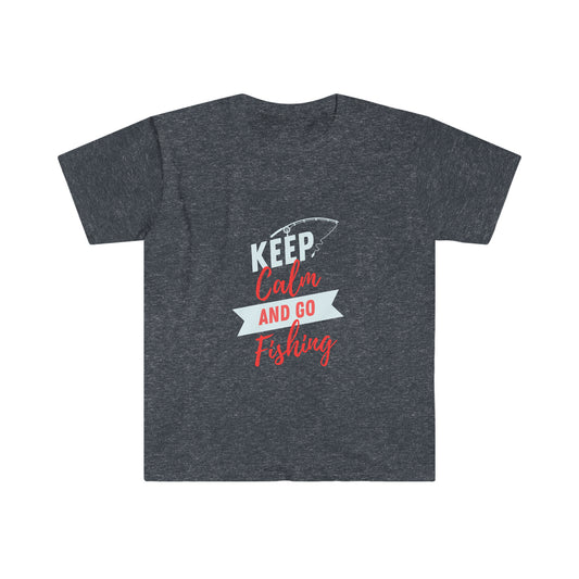 Keep Calm & Go Fishing Red Softstyle T-Shirt